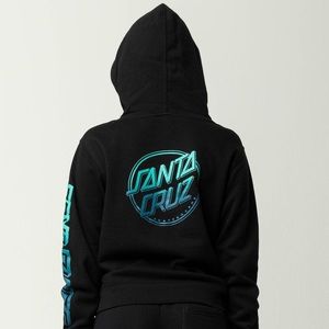 Santa Cruz Black Hoodie with Blue and Teal Fade